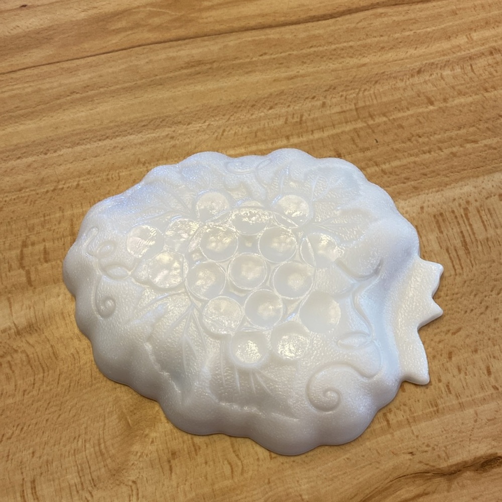Vintage Milk Glass Grape Pattern Candy Dish - Picture 3 of 3